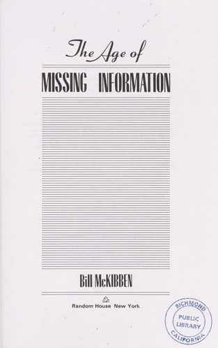 Tapa de The age of missing information