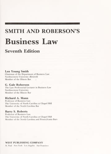 Tapa de Smith and Roberson's business law