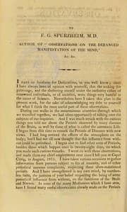 Tapa de Observations on the casual and periodical influence of particular states of the atmosphere on human health and diseases, particularly insanity