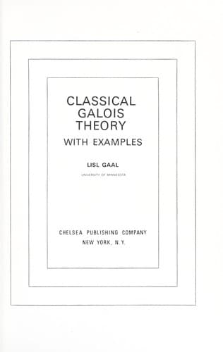 Tapa de Classical Galois theory
