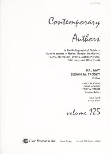 Tapa de Contemporary Authors, Vol. 125
