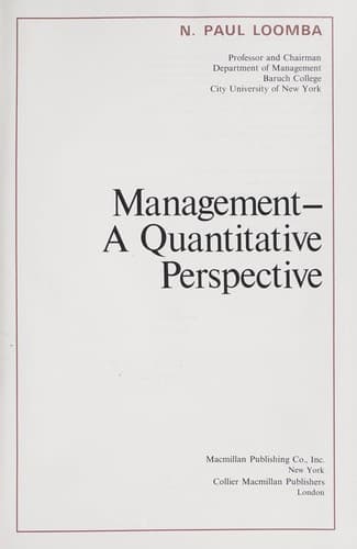 Tapa de Management, a quantitative perspective