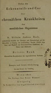 Tapa de Ueber die Erkenntniss und Cur der chronischen Krankheiten des menschlichen Organismus