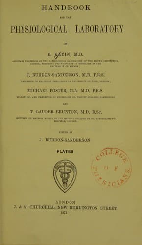 Tapa de Handbook for the physiological laboratory