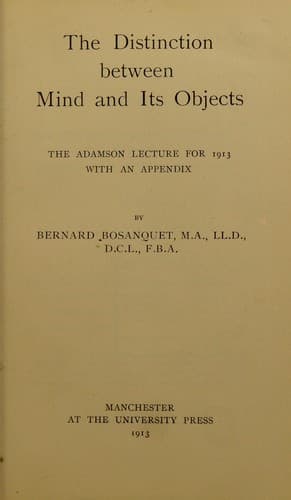 Tapa de The distinction between mind and its objects