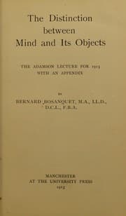 Tapa de The distinction between mind and its objects