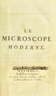 Tapa de Le microscope moderne, pour d©♭brouiller la nature par le filtre d'un nouvel alambic chymique, o©£ l'on voit un nouveau m©♭chanisme physique universel