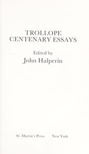 Tapa de Trollope centenary essays