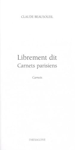 Tapa de Librement dit