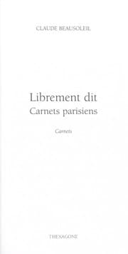 Tapa de Librement dit