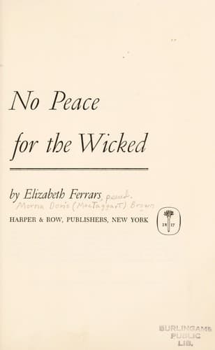 Tapa de No Peace for the Wicked