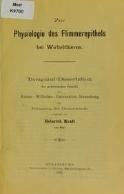 Tapa de Zur Physiologie des Flimmerepithels bei Wirbelthieren