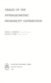 Tapa de Tables of the hypergeometric probability distribution