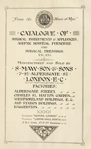 Tapa de Catalogue of surgical instruments & appliances, aseptic hospital furniture and surgical dressings, etc., etc