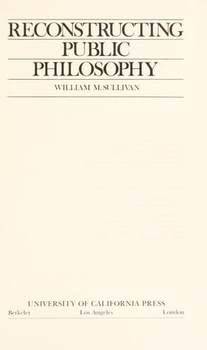 Tapa de Reconstructing public philosophy