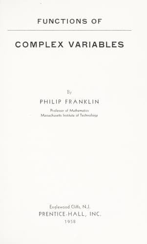 Tapa de Functions of complex variables