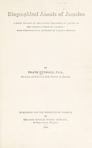 Tapa de Biographical annals of Jamaica
