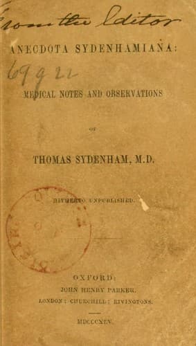 Tapa de Anecdota Sydenhamiana