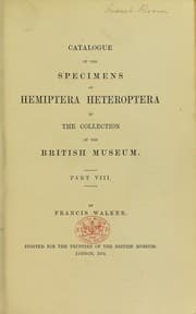 Tapa de Catalogue of the specimens of heteropterous Hemiptera in the collection of The British Museum
