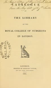 Tapa de Catalogue of the Library of the Royal College of Surgeons in London