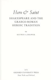 Tapa de Hero & saint: Shakespeare and the Graeco-Roman heroic tradition