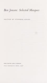 Tapa de Ben Jonson: selected masques