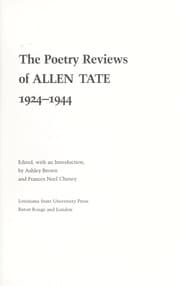Tapa de The poetry reviews of Allen Tate, 1924-1944