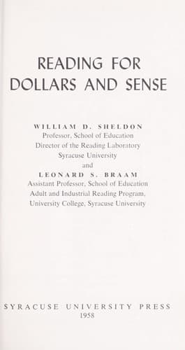 Tapa de Reading for dollars and sense