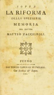 Tapa de Sopra la riforma delle spezierie: memoria
