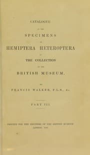 Tapa de Catalogue of the specimens of heteropterous Hemiptera in the collection of The British Museum