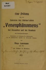 Tapa de Eine Pr©ơfung ©ơber das Eintreten des G©Þrtner'schen "Venenph©Þnomens" bei Gesunden und bei Kranken mit Kreislaufst©œrungen