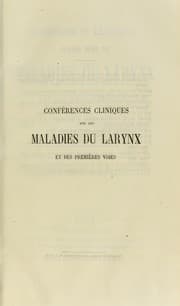 Tapa de Confrences cliniques sur les maladies du larynx et des premieres voies