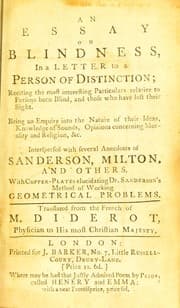 Tapa de An essay on blindness, in a letter to a person of distinction