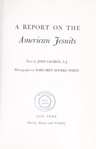 Tapa de A report on the American Jesuits