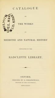 Tapa de Catalogue of the works in medicine and natural history contained in the Radcliffe Library