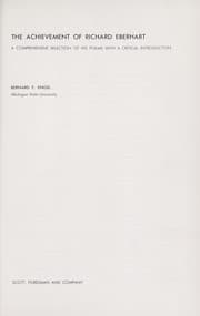 Tapa de The achievement of Richard Eberhart