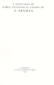 Tapa de A selection of early statistical papers of J. Neyman