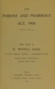 Tapa de The Poisons and Pharmacy Act, 1908