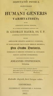 Tapa de Disputatio physica inauguralis de humani generis varietatibus