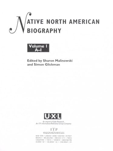 Tapa de Native North American biography