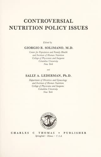 Tapa de Controversial nutrition policy issues
