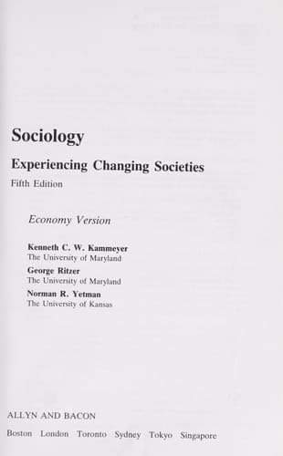 Tapa de Sociology, experiencing changing societies
