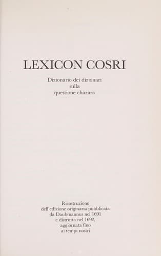 Tapa de Dizionario dei Chazari