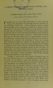 Tapa de A great teacher (Sir Michael Foster) and his influence