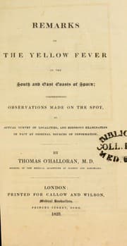 Tapa de Remarks on the yellow fever of the south and east coasts of Spain