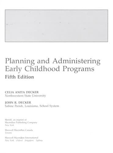 Tapa de Planning and administering early childhood programs