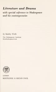 Tapa de Literature and drama with special references to Shakespeare and his contemporaries