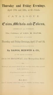 Tapa de Catalogue of coins, medals and tokens ... the cabinet of Geo. B. Davis ...