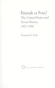 Tapa de Friends or Foes? The United States and Soviet Russia, 1921-1941