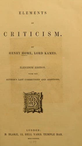 Tapa de Elements of criticism